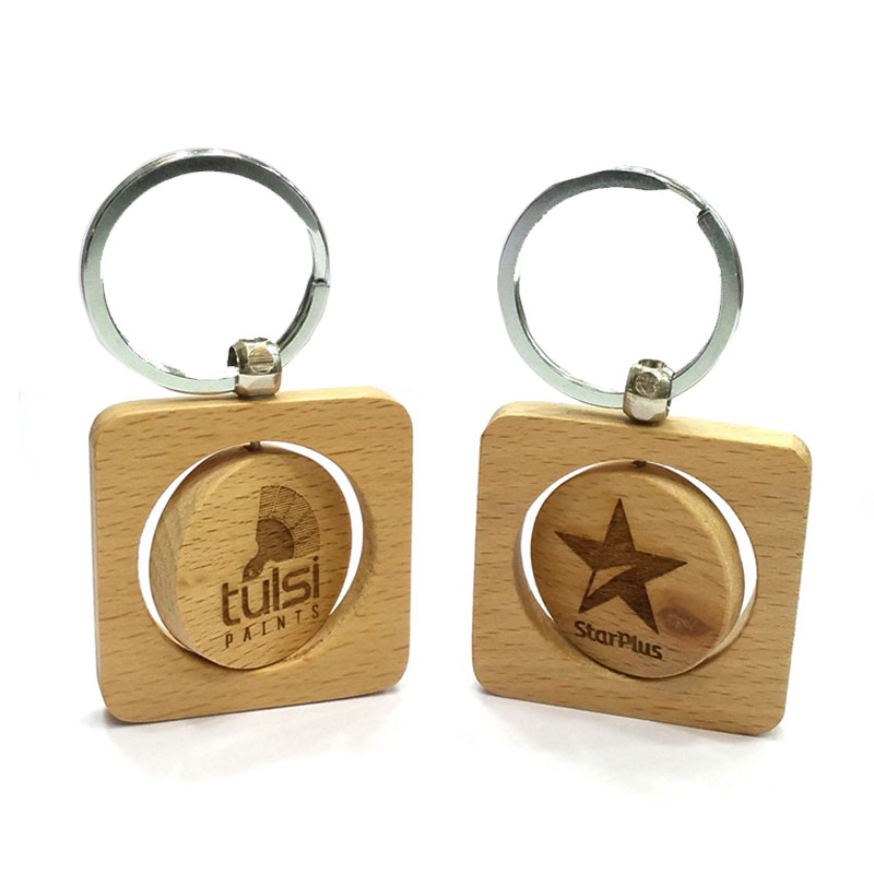 Square Shape with Spinning Circle Keychain